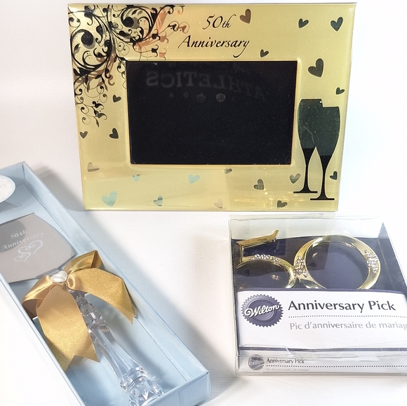 50th Anniversary Celebration Package Picture Frame Cake Topper Serving - Picture 2 of 10